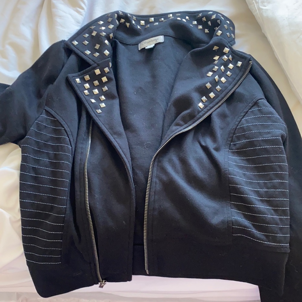 Studded collar zip up blazer - Picture 1 of 4